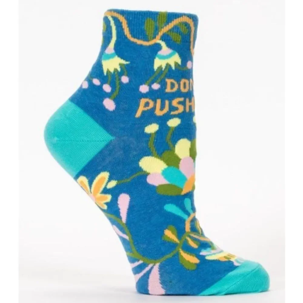 New Blue Q Ankle Socks Don't Push Me Blue